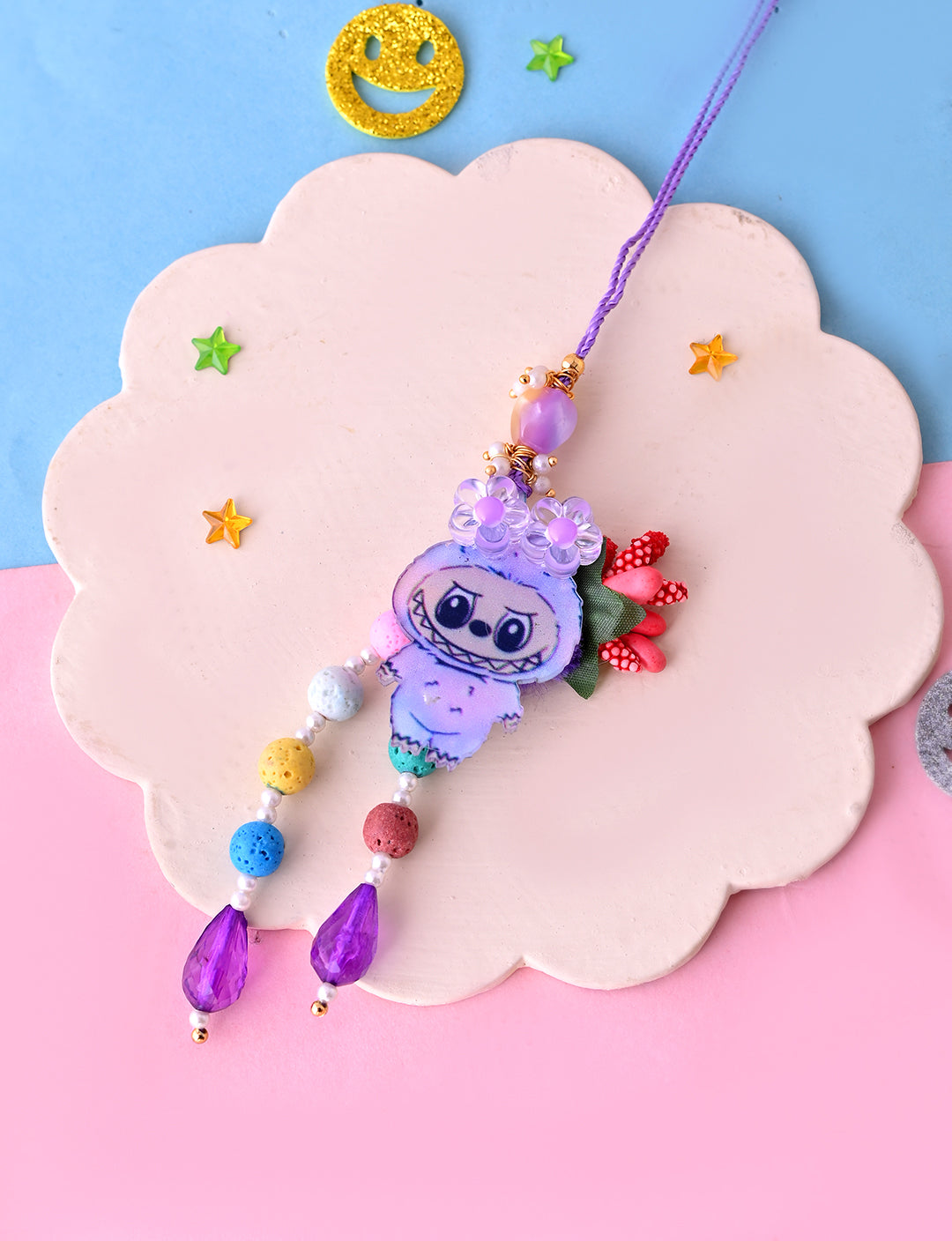 Labubu Purple Cartoon Beaded Charm