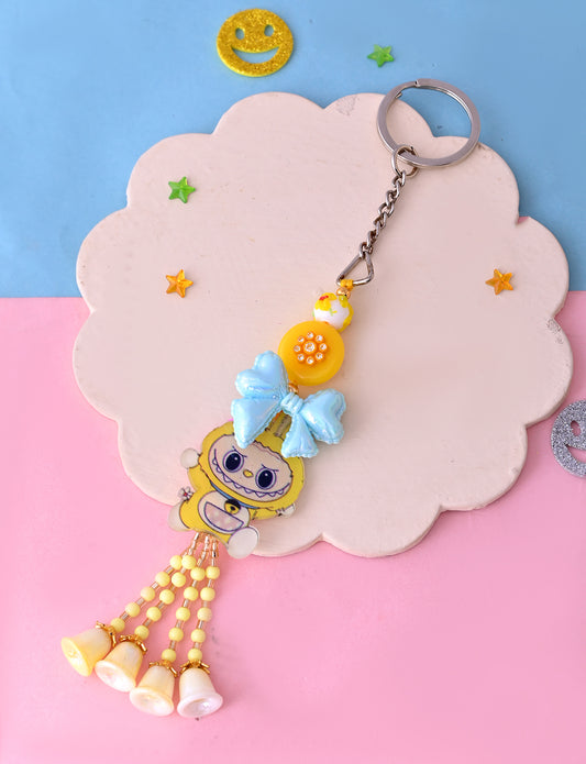 Labubu Yellow Bow Cartoon Keychain