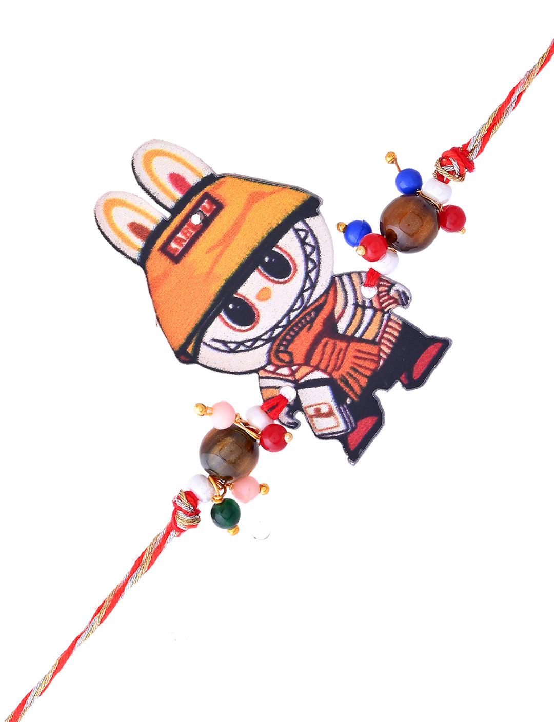 Orange-Hat Labubu Bracelet with Beads