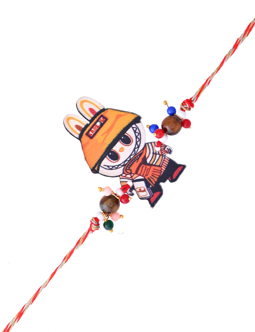 Orange-Hat Labubu Bracelet with Beads