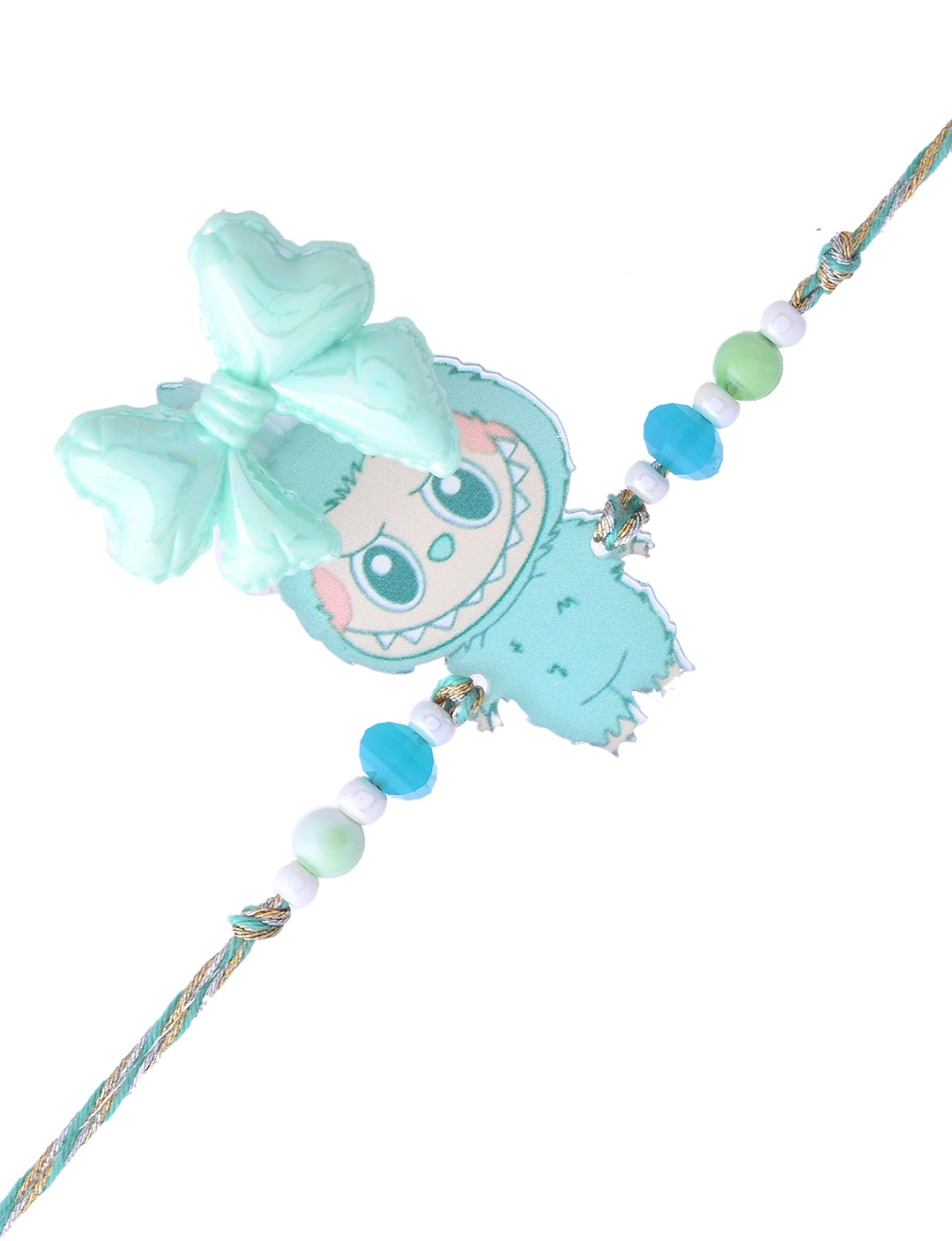 Mint Green Labubu Bracelet with 3D Bow & Beads