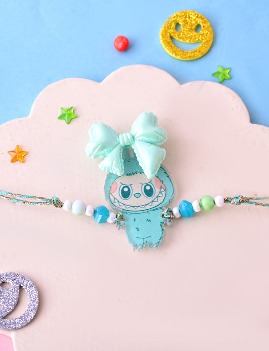 Mint Green Labubu Bracelet with 3D Bow & Beads