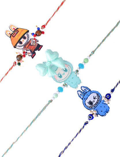 Red Rope Bunny Cartoon Bracelet with Flower Charm