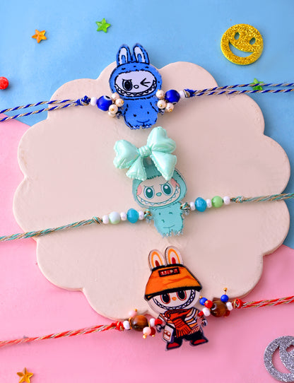 Red Rope Bunny Cartoon Bracelet with Flower Charm