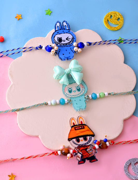 Red Rope Bunny Cartoon Bracelet with Flower Charm