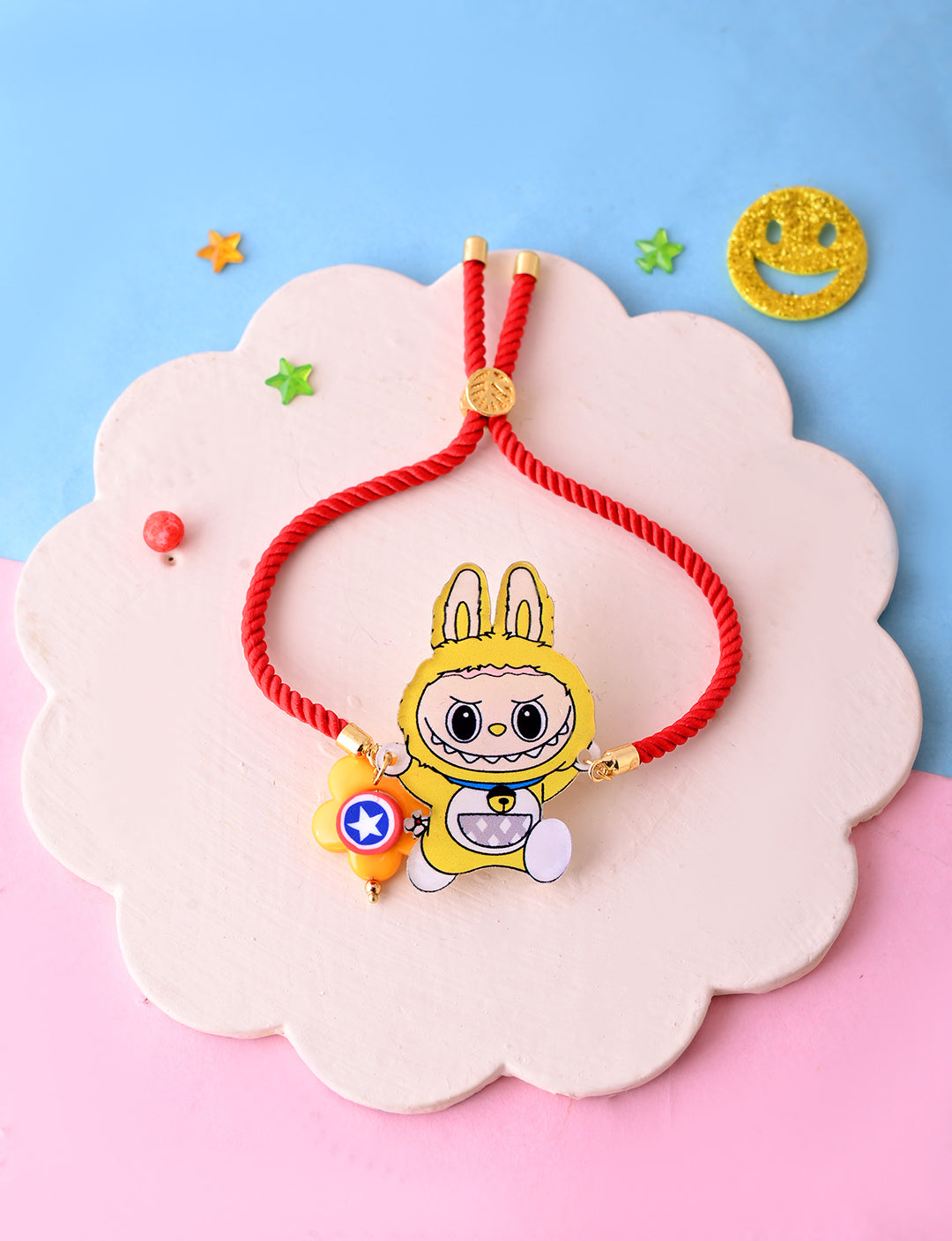 Labubu Yellow with Red Chain Bracelet
