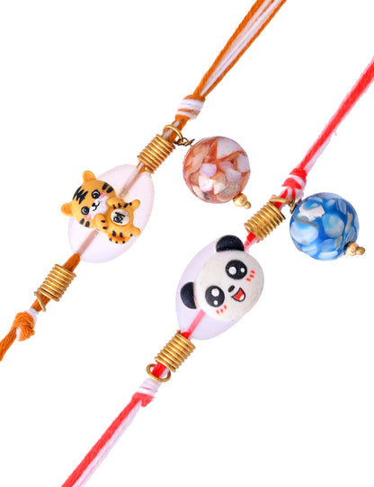 Set of 2 Animal-Themed Friendship Rakhis – Panda & Tige