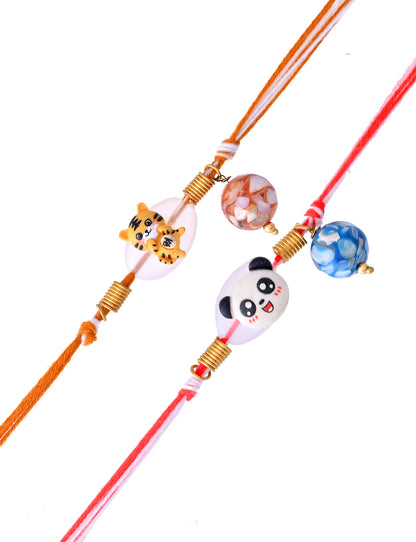 Set of 2 Animal-Themed Friendship Rakhis – Panda & Tige