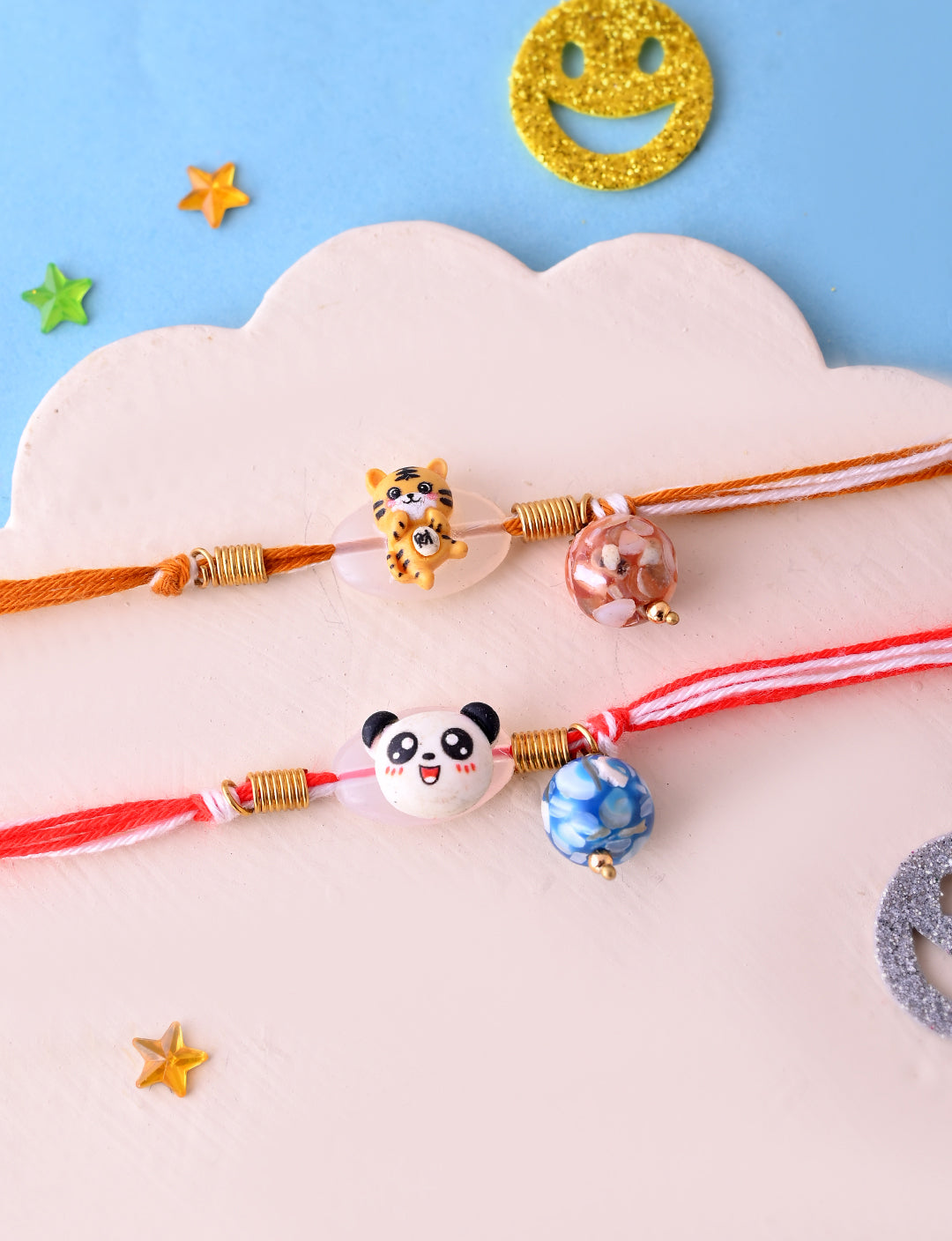 Set of 2 Animal-Themed Friendship Rakhis – Panda & Tige
