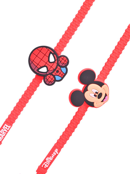 Set of 2 Marvel Spiderman & Disney Mickey Mouse Zipper Rakhis