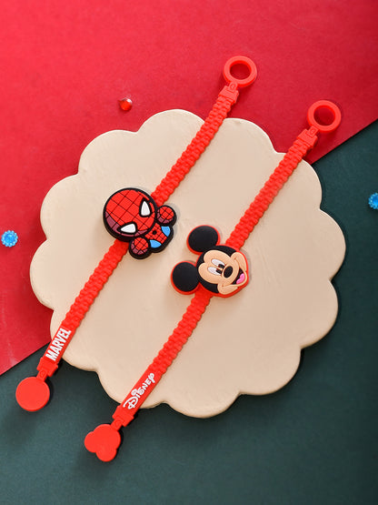 Set of 2 Marvel Spiderman & Disney Mickey Mouse Zipper Rakhis