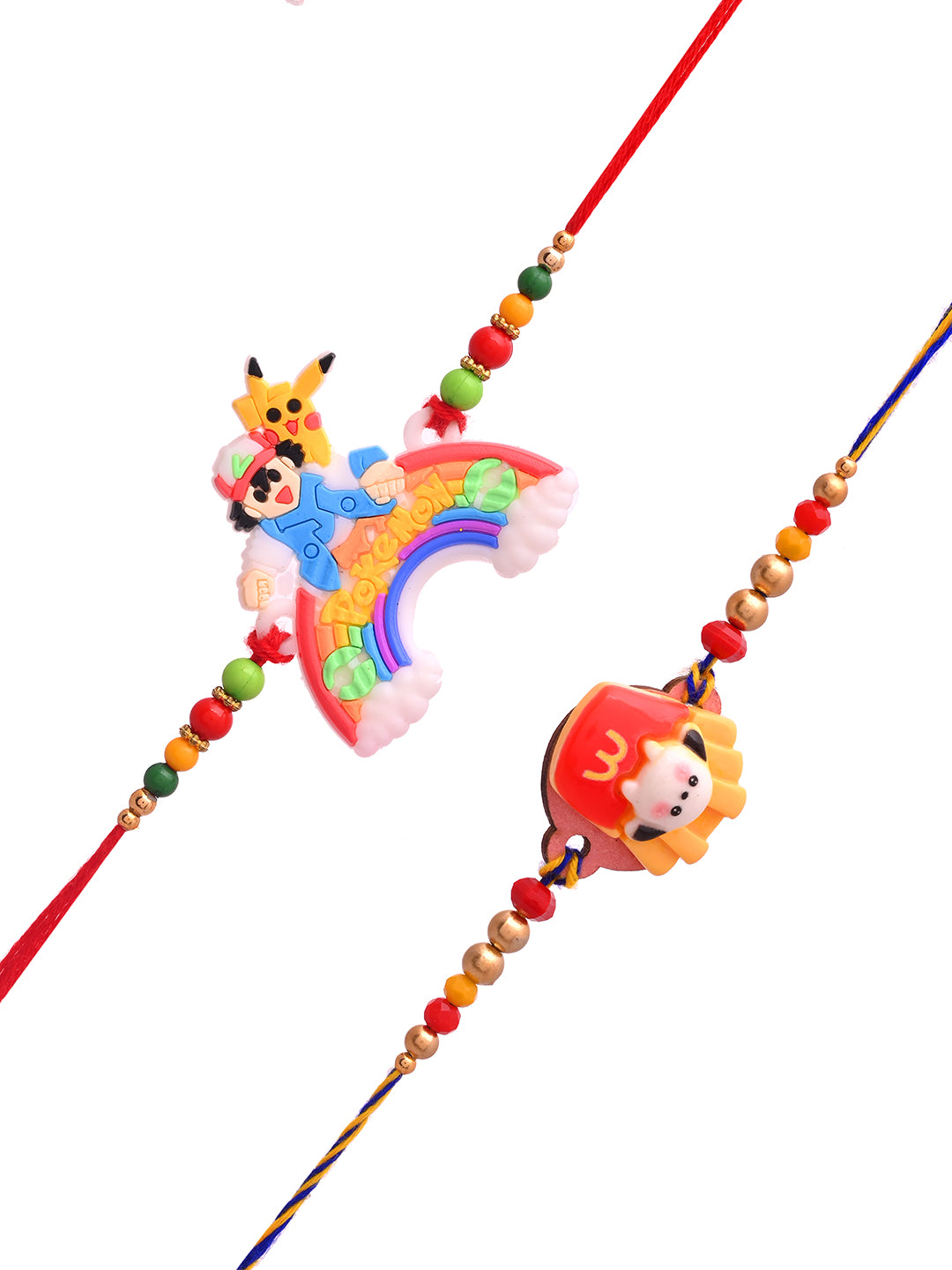 Pokemon & McDonald's Fries Theme Kids Rakhi Combo