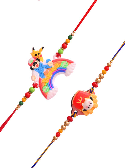 Pokemon & McDonald's Fries Theme Kids Rakhi Combo