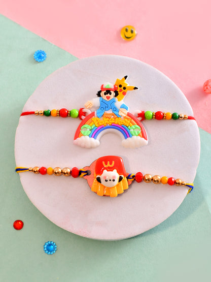 Pokemon & McDonald's Fries Theme Kids Rakhi Combo