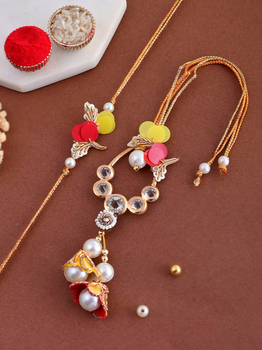 Bhaiya Bhabhi Rakhi Set Adorned with Beads