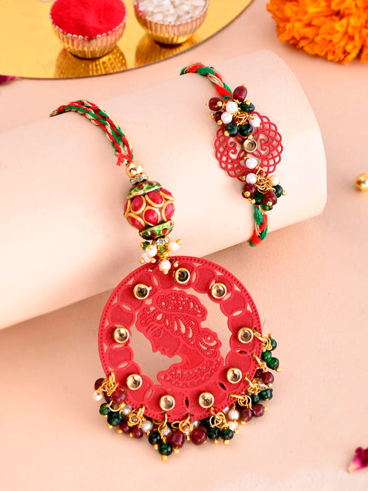 Creative Laser Work Bhaiya Bhabhi Rakhi Set