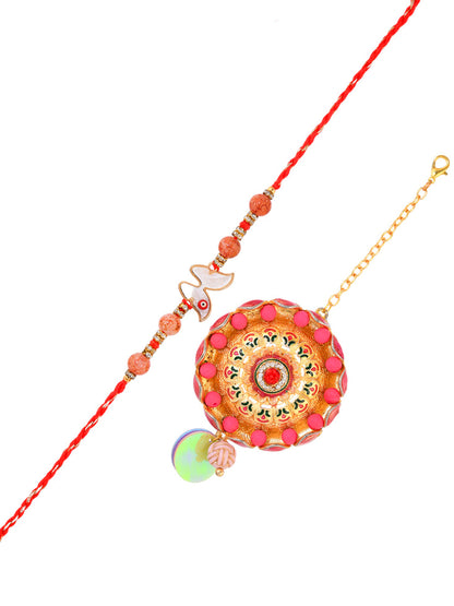 Butterfly Motif with Beaded Bhaiya Bhabhi Rakhi Set