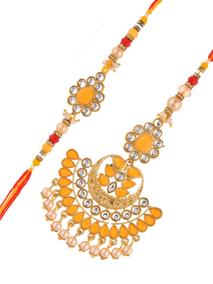 Tradition Stone work Bhaiya Bhabhi Rakhi