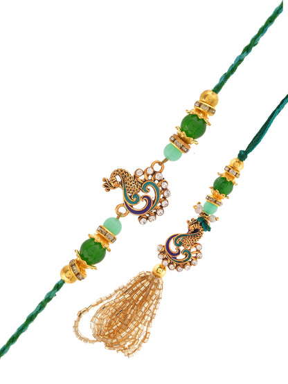 Premium Green Rakhi with 200 Gm Kanpuri Laddu - Raksha Bandhan Gift Set for Brother