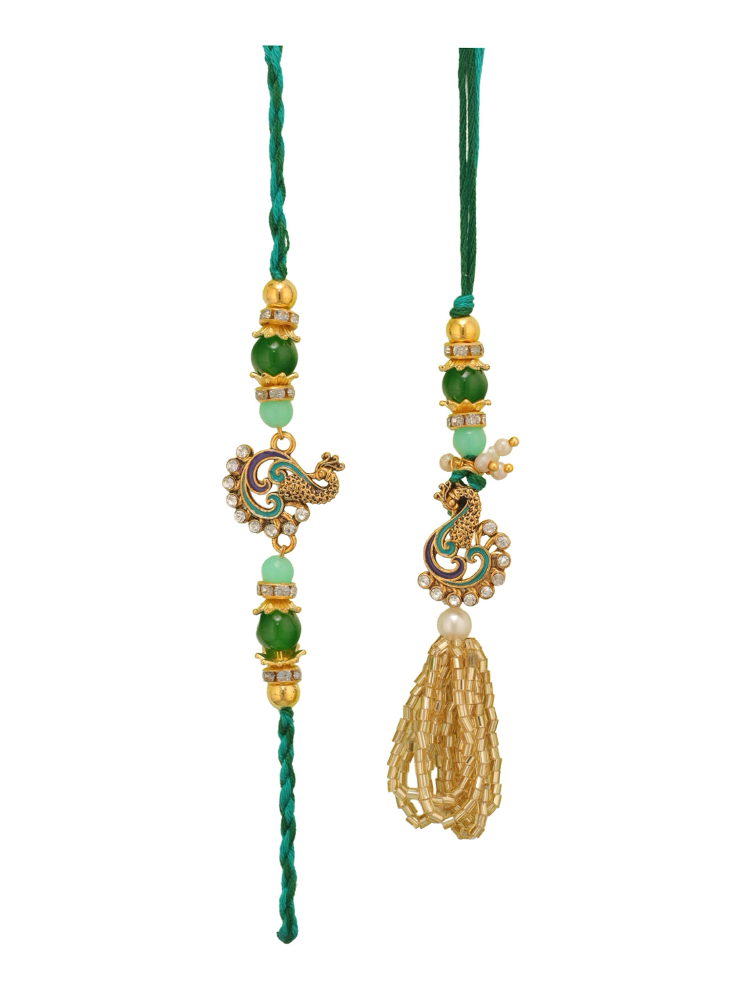 Premium Green Rakhi with 200 Gm Kanpuri Laddu - Raksha Bandhan Gift Set for Brother