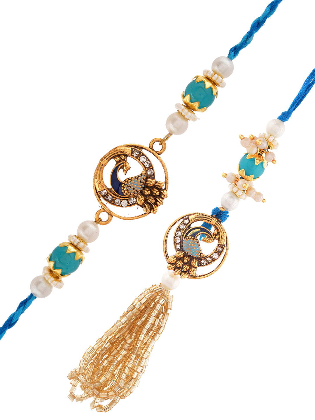 Blue and Gold Bhaiya Bhabhi Rakhi Set
