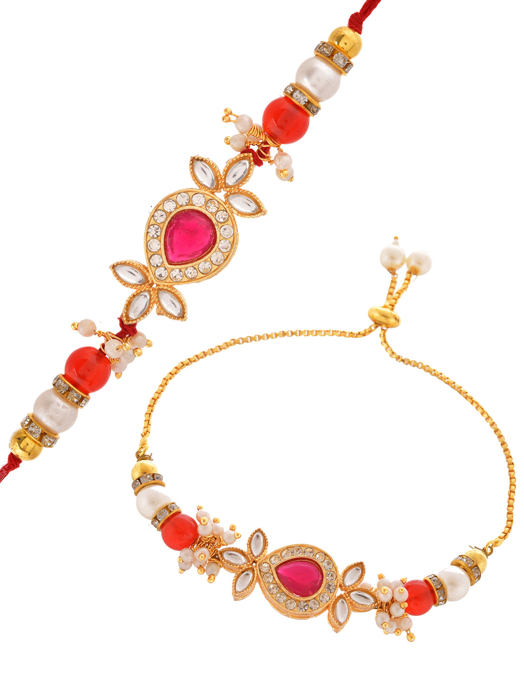 Red Traditional Bhaiya Bhabhi Rakhi Set