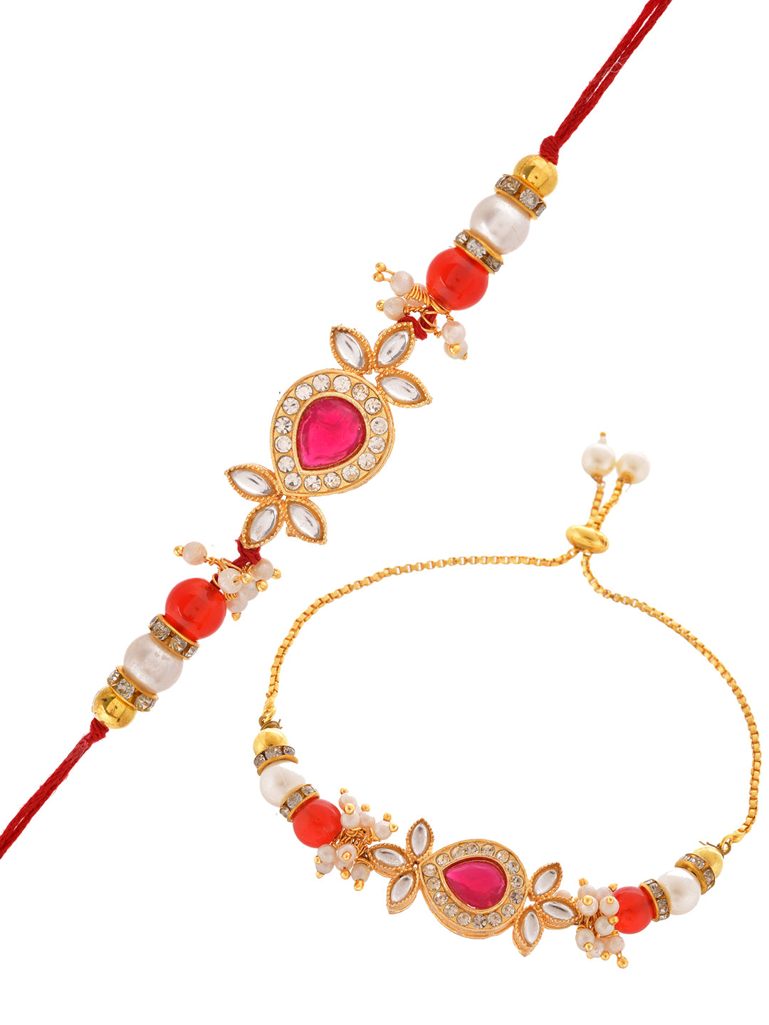 Red Traditional Bhaiya Bhabhi Rakhi Set