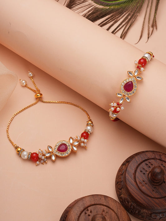 Red Traditional Bhaiya Bhabhi Rakhi Set