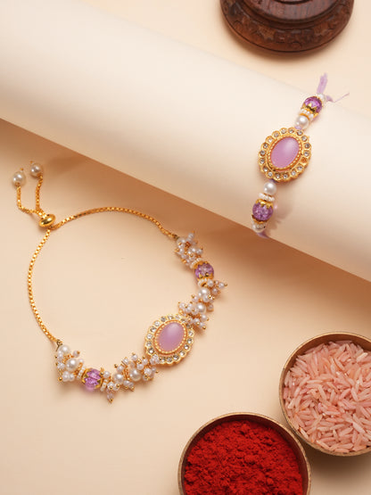 Purple Elegant Bhaiya Bhabhi Rakhi Set