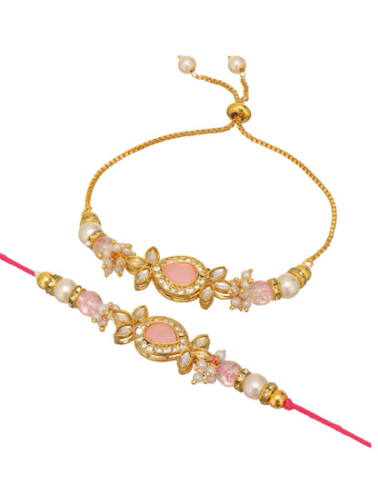 Premium Pink Rakhi with 200 Gm Kanpuri Laddu - Raksha Bandhan Gift Set for Brother