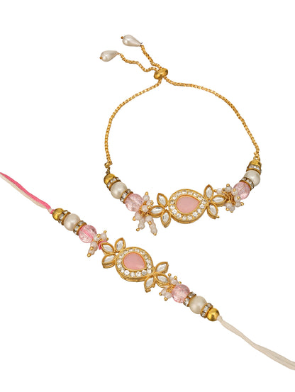 Premium Pink Rakhi with 200 Gm Kanpuri Laddu - Raksha Bandhan Gift Set for Brother