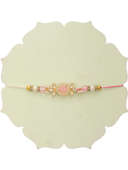 Premium Pink Rakhi with 200 Gm Kanpuri Laddu - Raksha Bandhan Gift Set for Brother