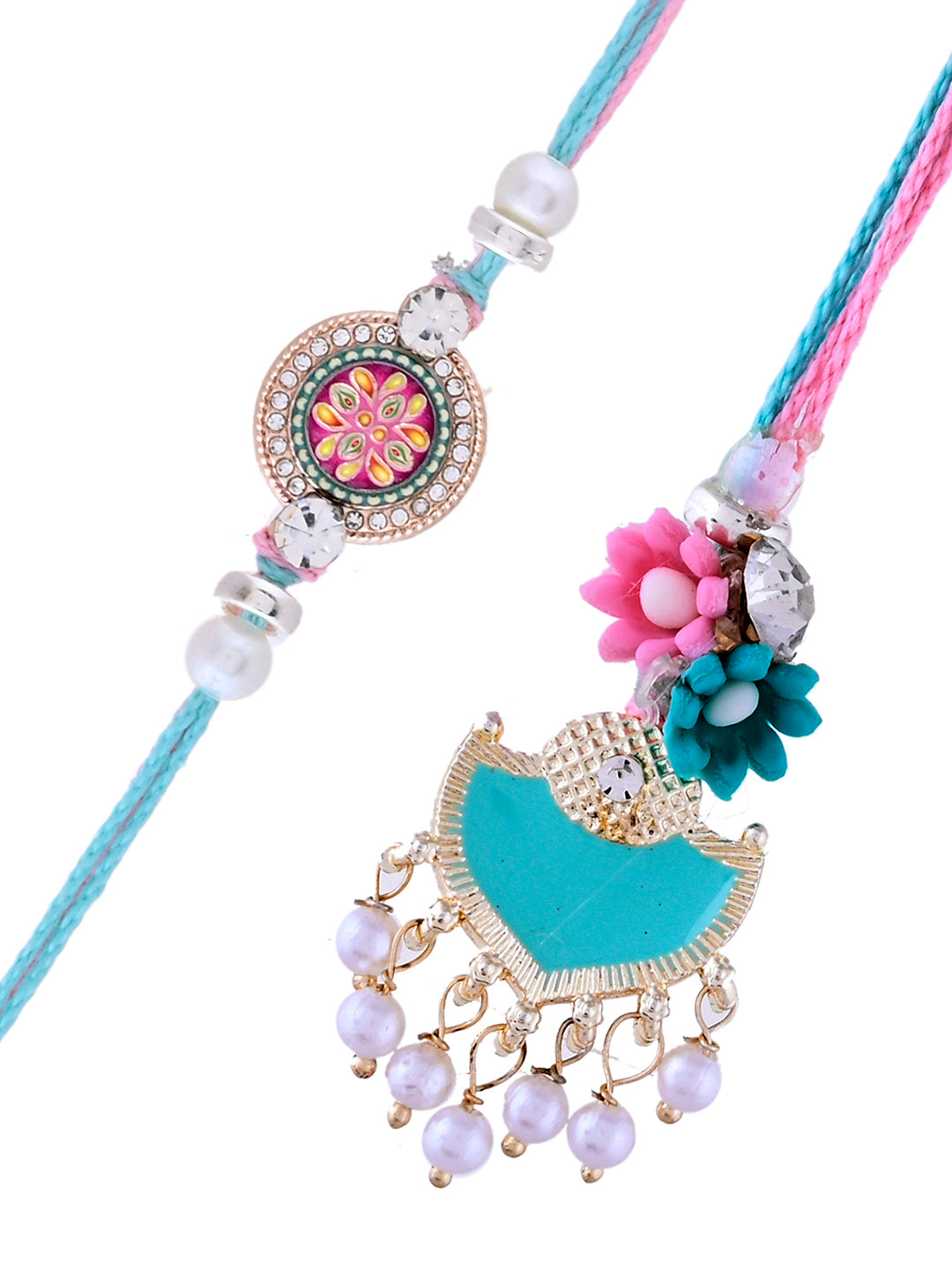 Handcrafted Pastel Love and Bloom Rakhi Pair for Bhaiya and Bhabhi with Box