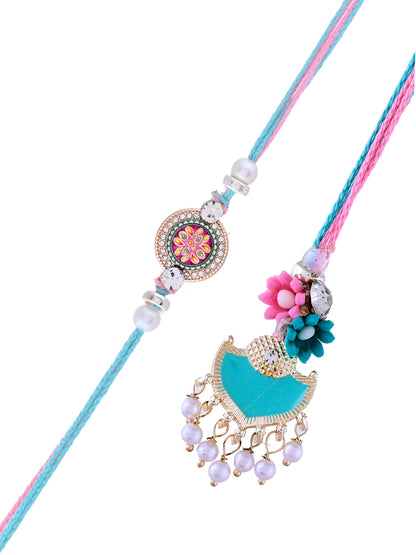 Handcrafted Pastel Love and Bloom Rakhi Pair for Bhaiya and Bhabhi with Box