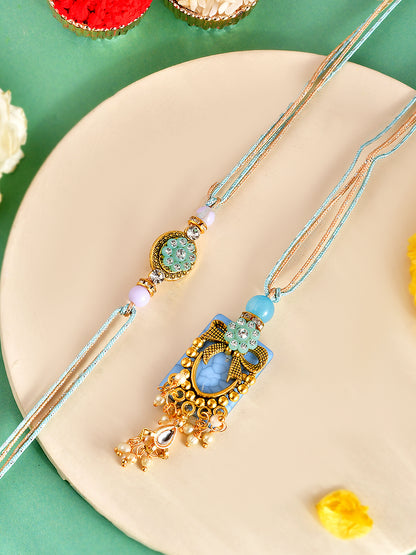 Handcrafted Royal Jharokha Bhaiya Bhabhi Rakhi Set