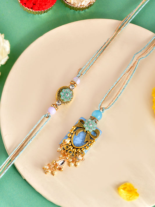 Handcrafted Royal Jharokha Bhaiya Bhabhi Rakhi Set