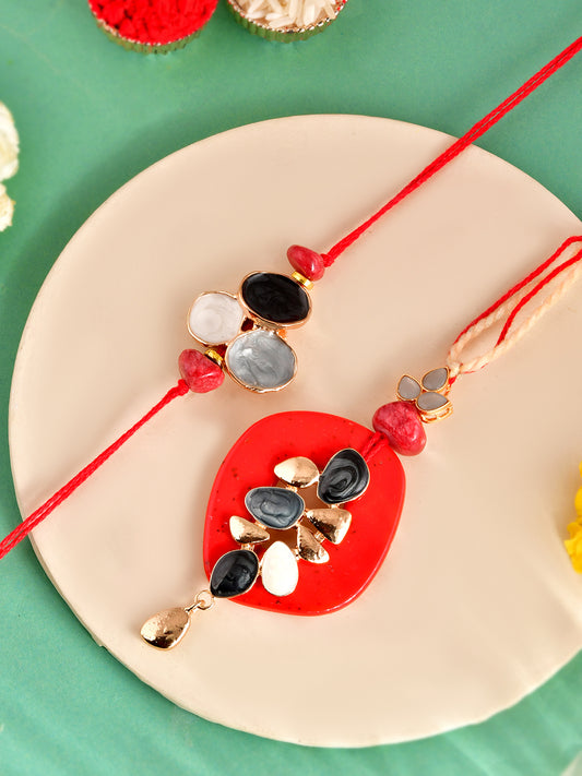 Festive Red Bhaiya Bhabhi Rakhi Set – Handcrafted with Love with Box