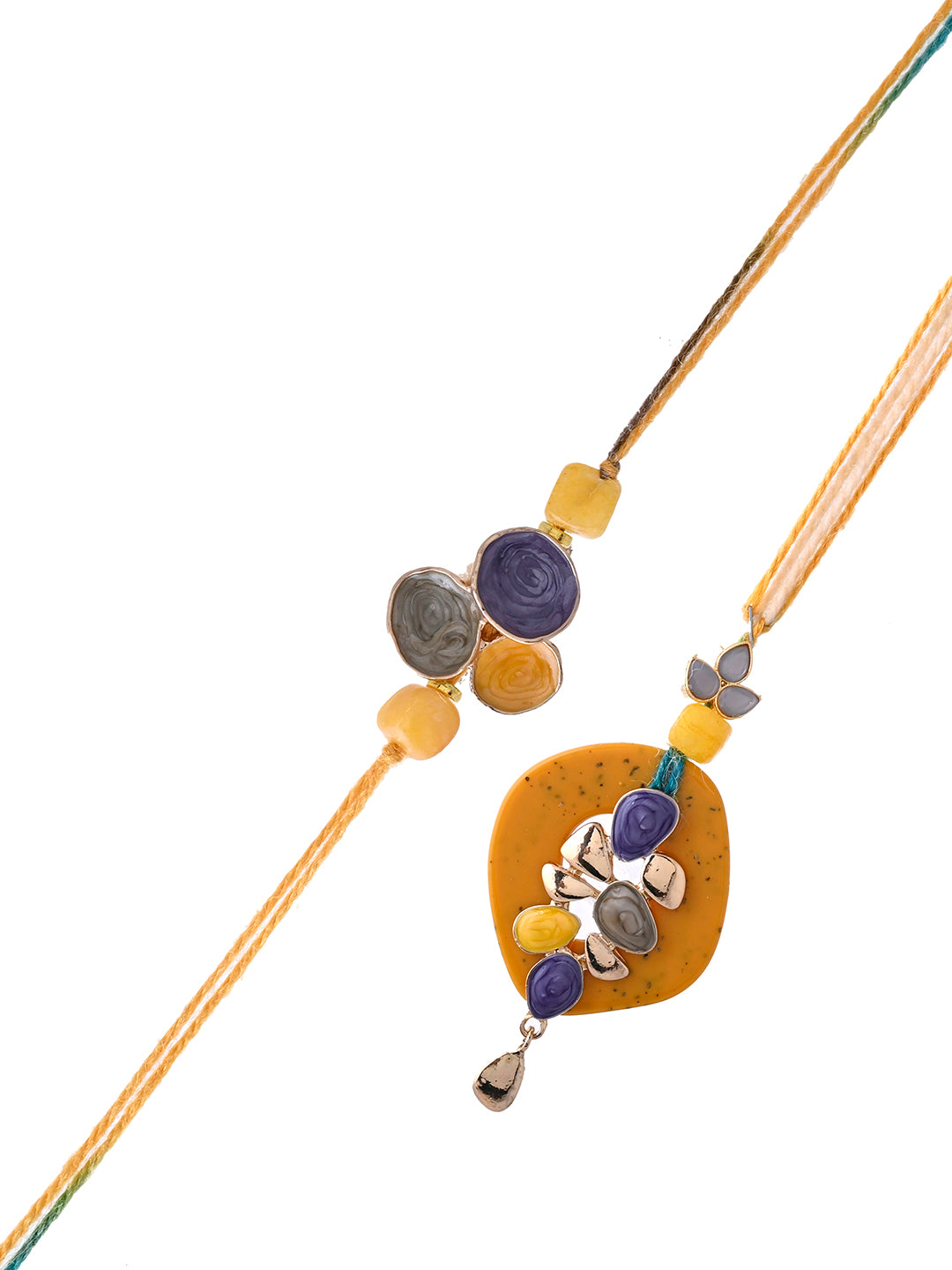 Elegant Handpicked Floral Rakhi Set with Colorful Resin Accents with Box