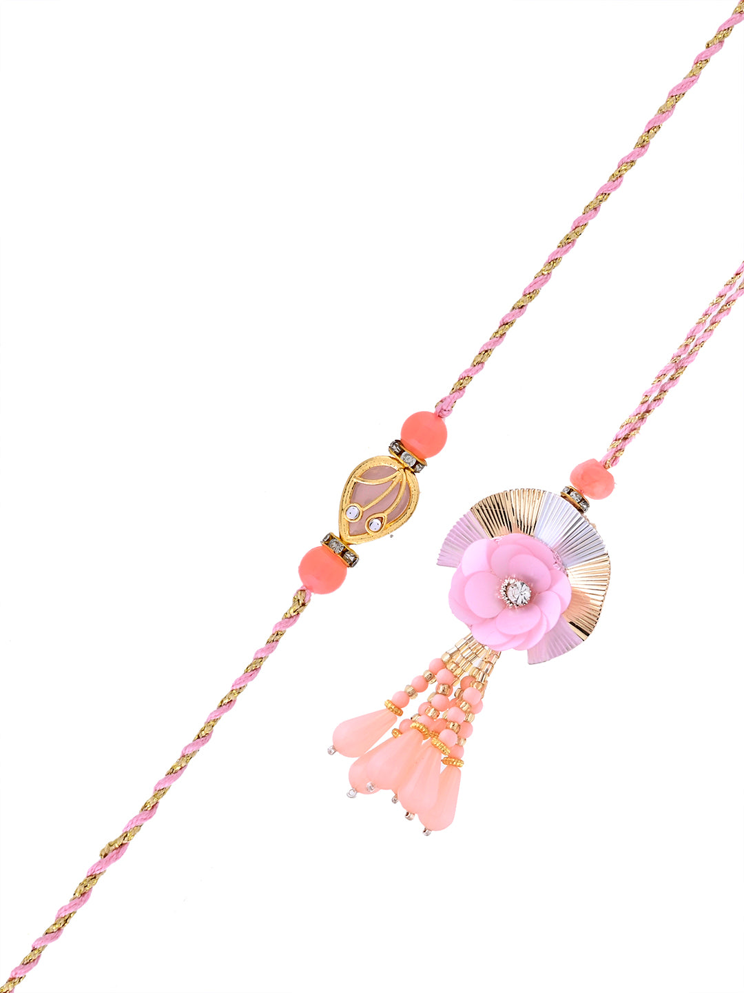 Designer Peach Petal Handcrafted Rakhi for Bhaiya Bhabhi