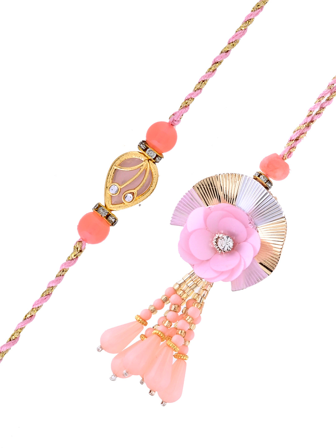 Designer Peach Petal Handcrafted Rakhi for Bhaiya Bhabhi