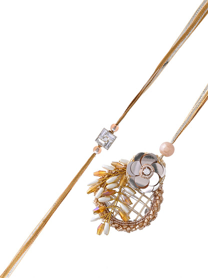 Traditional Luxe Floral Bhaiya Bhabhi Rakhi Combo with Box