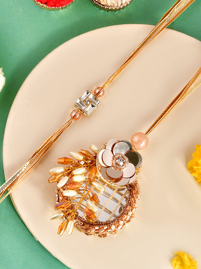 Traditional Luxe Floral Bhaiya Bhabhi Rakhi Combo with Box