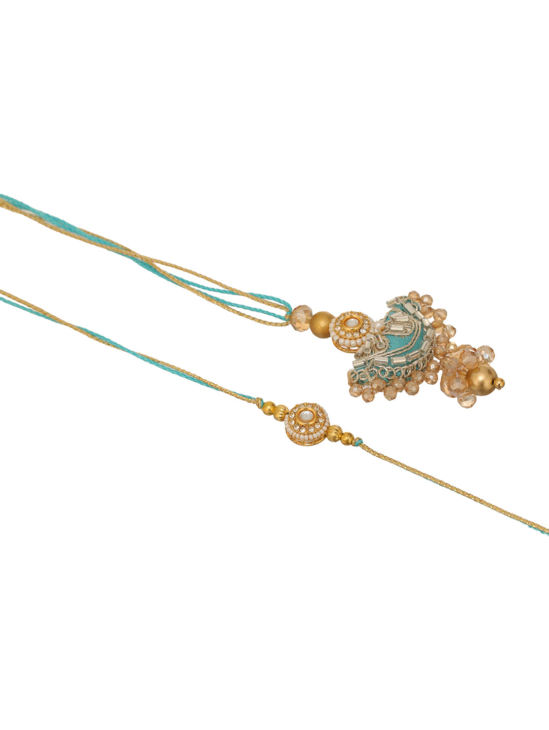 Blue Pearl Floral Couple Bhaiya Bhabhi Rakhi