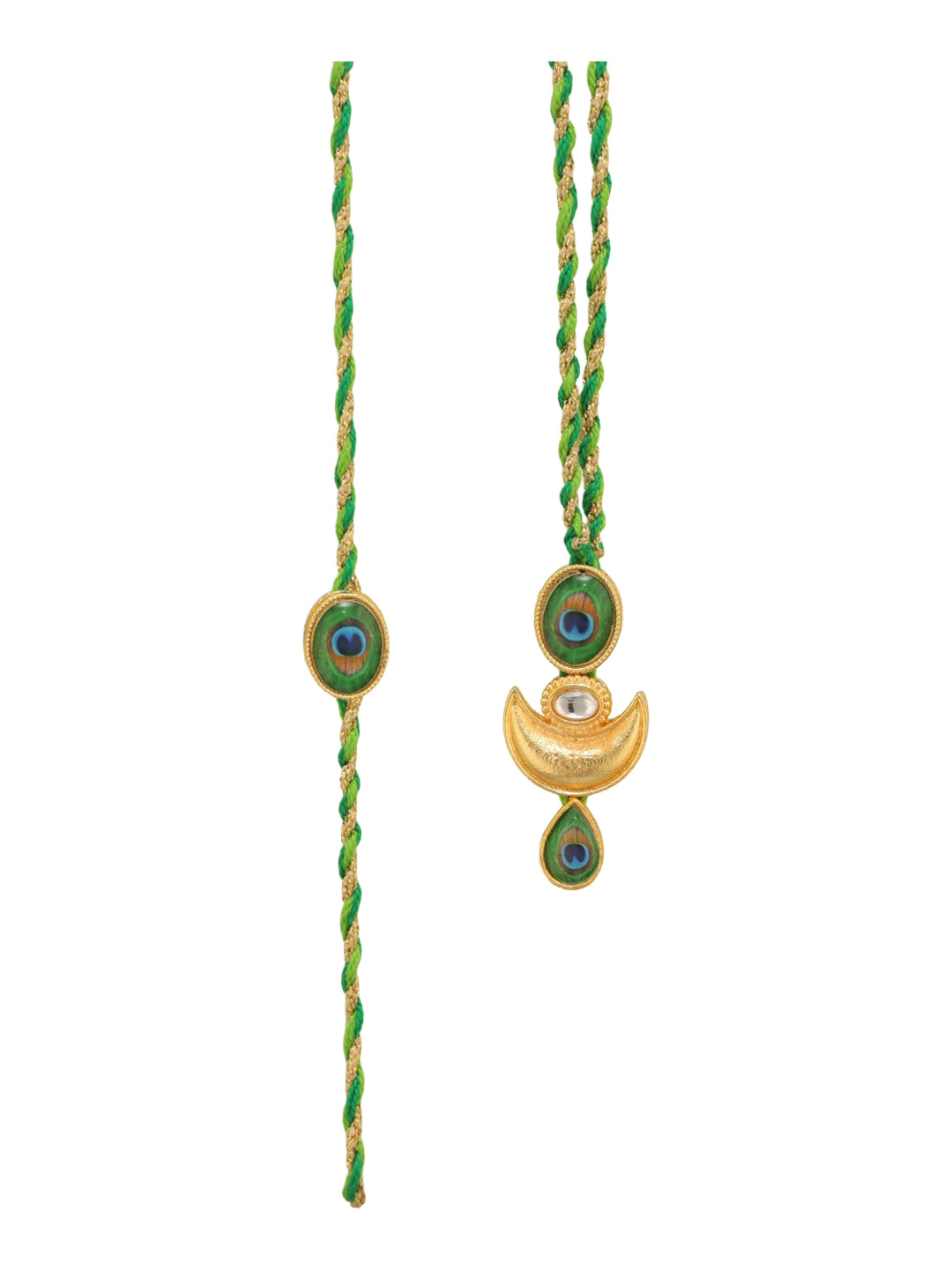 Green Stone Peacock Couple Bhaiya Bhabhi Rakhi
