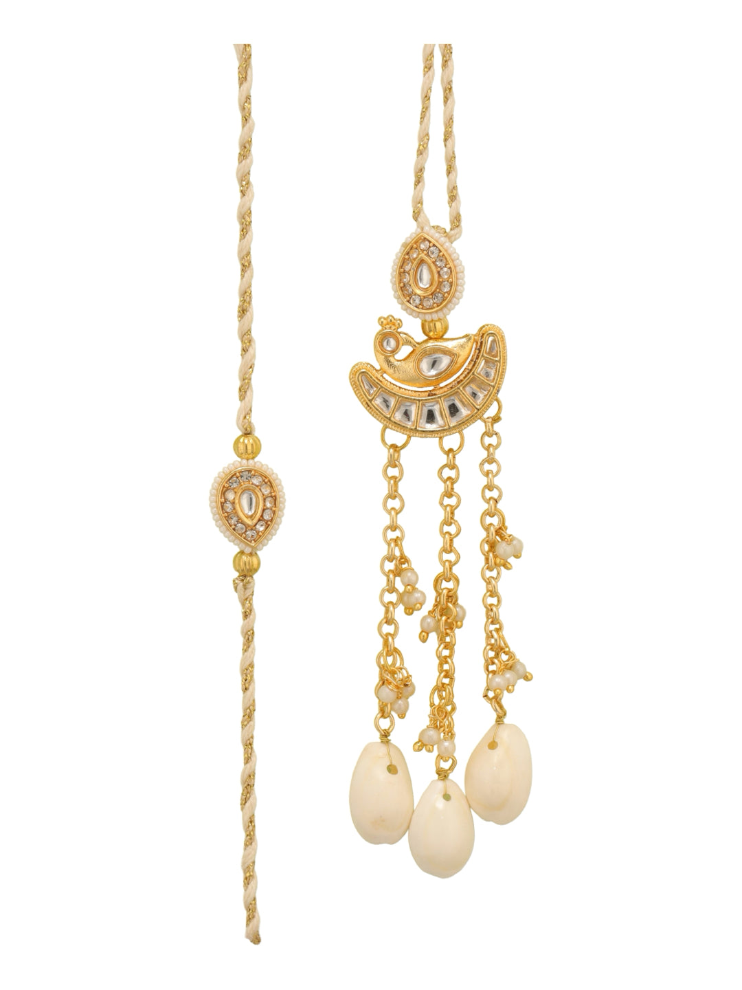 Cream Pearl Jhumka Couple Bhaiya Bhabhi Rakhi