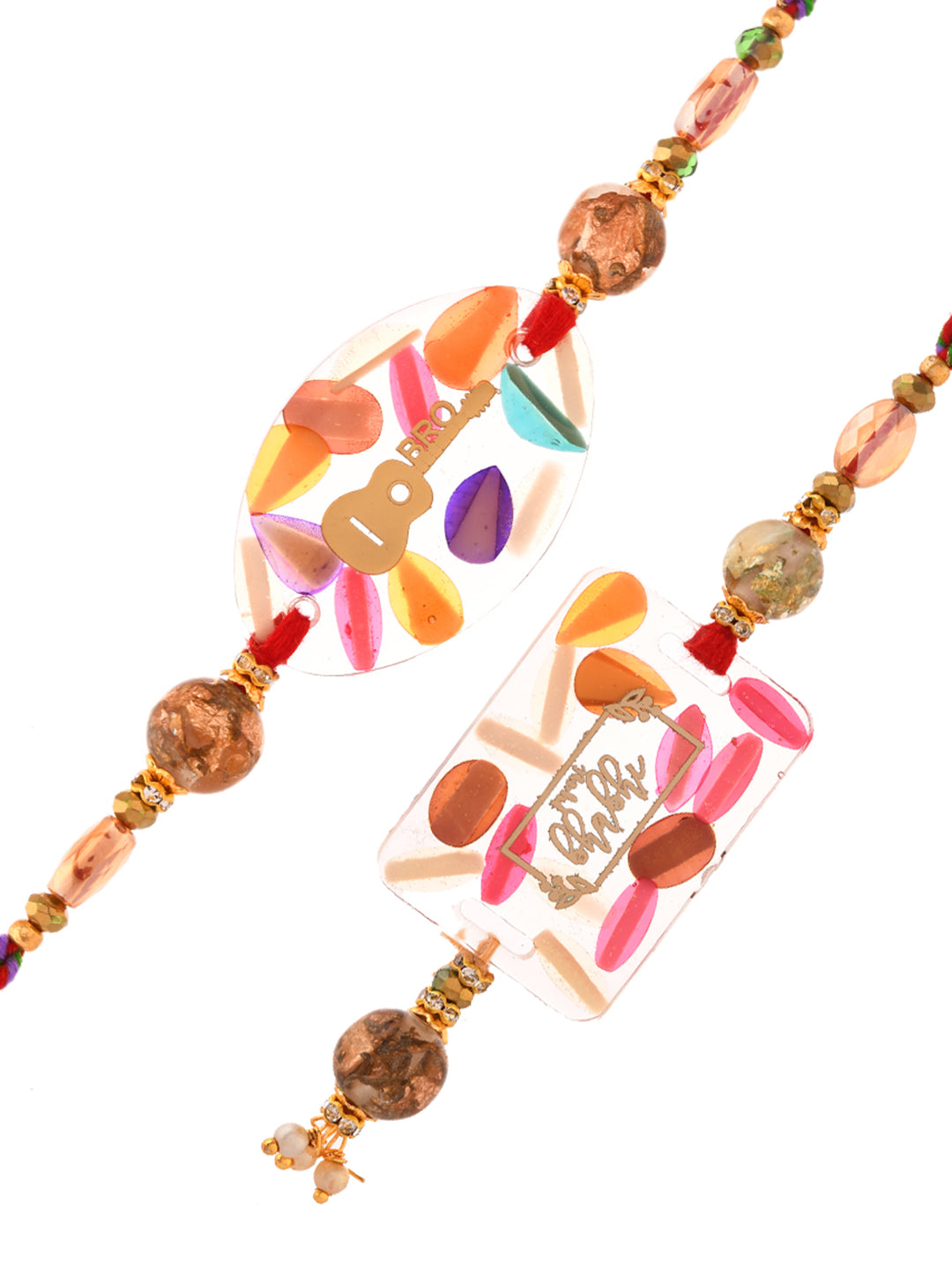Bhaiya Bhabhi Resin Multicolor Bead Work Rakhi