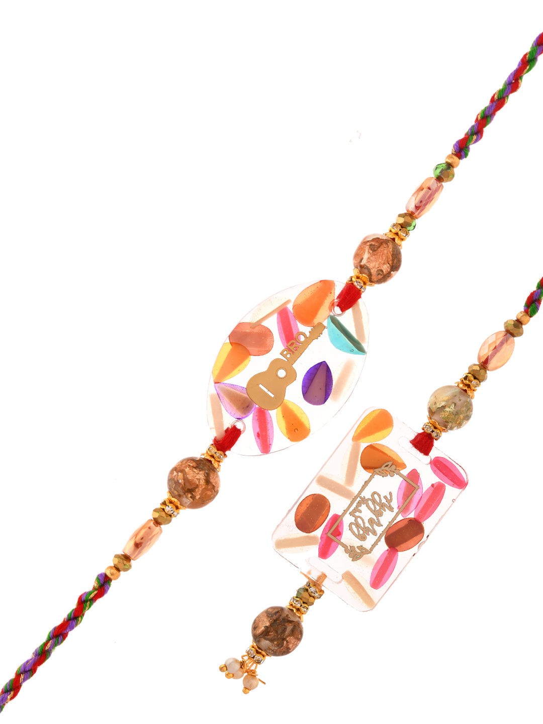Bhaiya Bhabhi Resin Multicolor Bead Work Rakhi