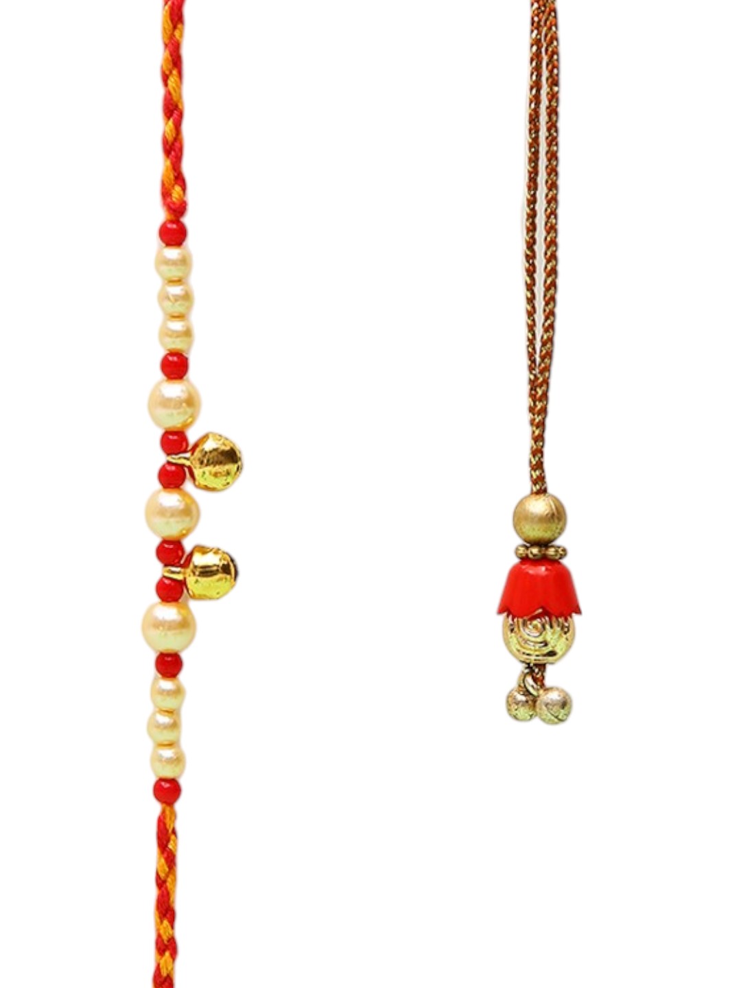 Golden Bells Studded Bhaiya-Bhabhi Rakhi Set