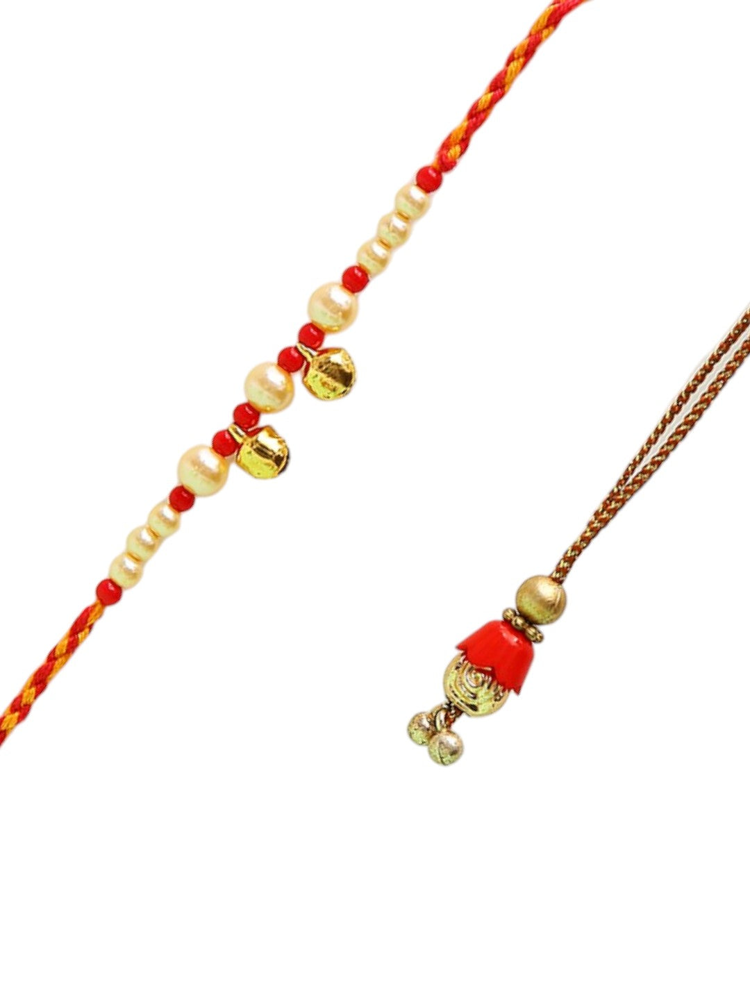 Golden Bells Studded Bhaiya-Bhabhi Rakhi Set