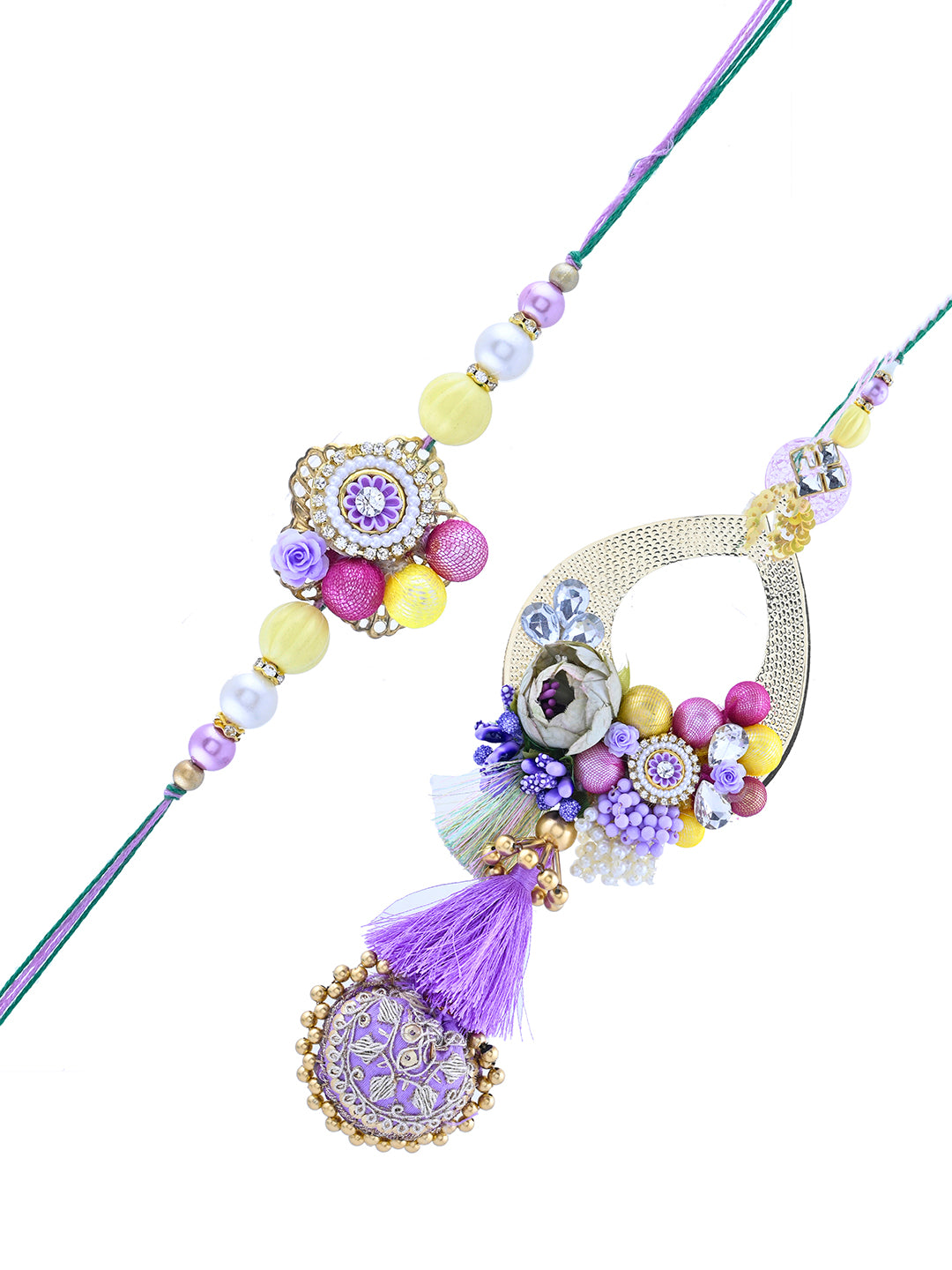 Royal Heritage Bhaiya Bhabhi Rakhi Set with Zardosi Embroidery and Beads